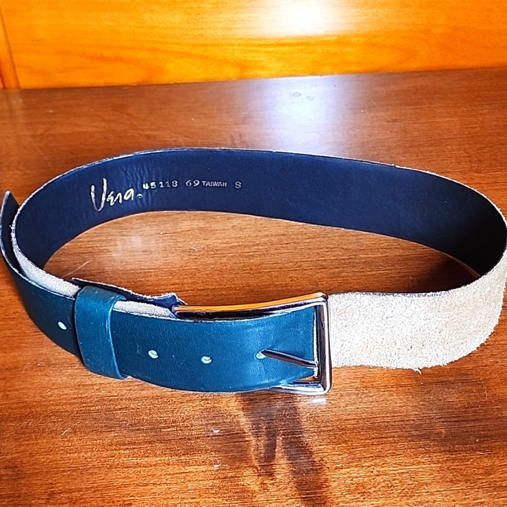 Vintage wide suede tan and deep green belt